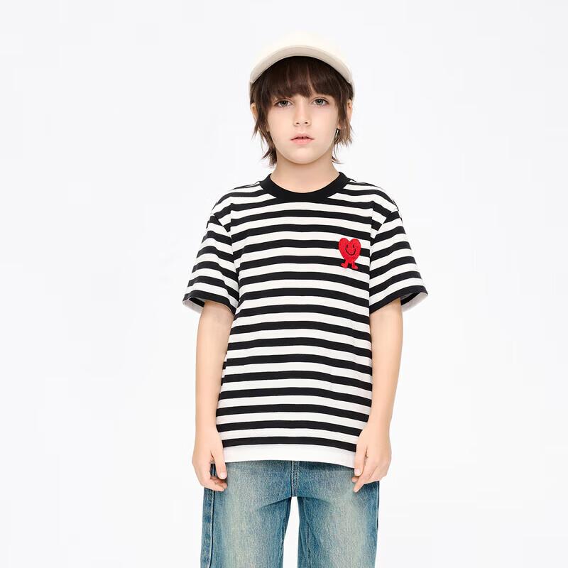 Little MO&Co. Kids Striped Cotton Short Sleeve T-Shirt 160