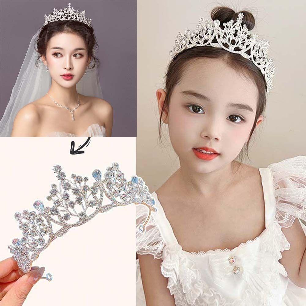 Elegant Crown Hair Accessory Shiny Princess Rhinestone Tiara  Birthday Head Jewelry
