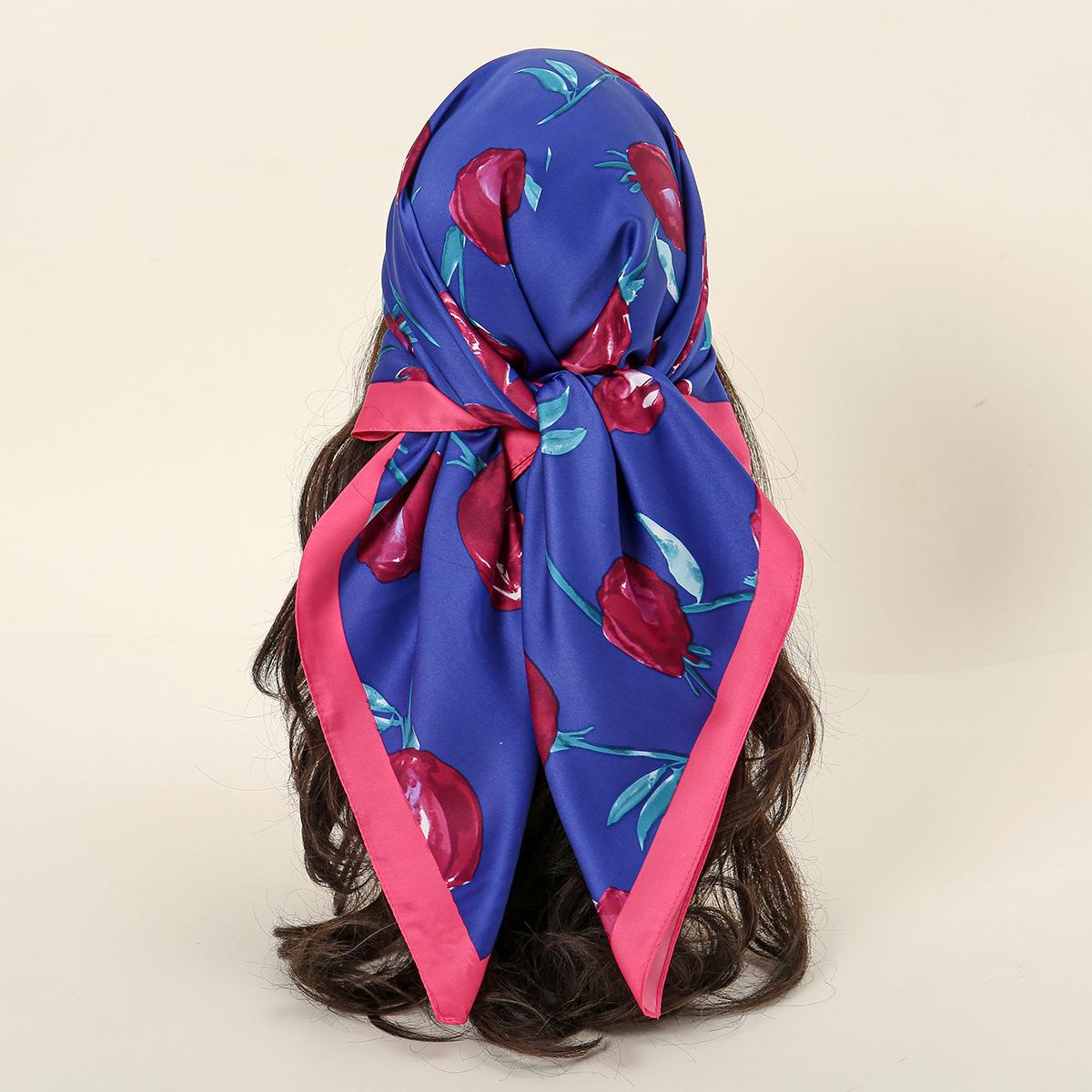 

New spring and summer rose printing silk scarf simulation silk cm small square scarf scarf women s versatile decorative scarf 85*85CM