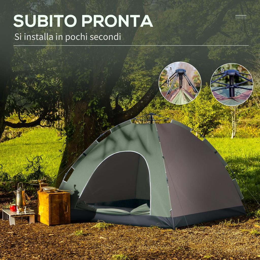 2-Person Camping Tent with Carry Bag, Lamp Hooks and Storage Pockets, 210x210x135 cm