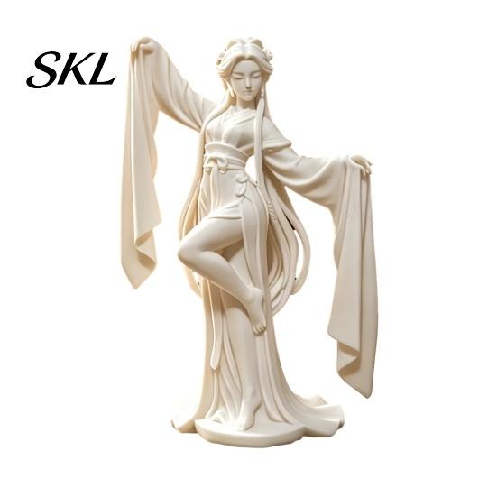 Traditional Chinese Home Decor 3D Printed Ancient Dancer Ornament, Elegant Flowing Water Sleeve Figurine, Style Dancing Girl Ornament Oriental белый