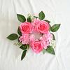 Wedding Candlestick Wreath Artificial Roses Candle Rings Table Decoration Xmas  Year Birthday Party Home Ornaments