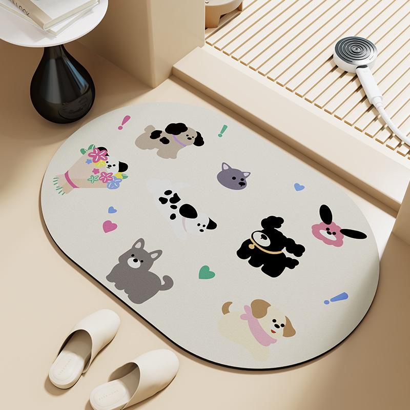 

VIKAMA Diatomite Floor Mat Cartoon Home Bathroom Quick Water Absorption And Drying Anti-Slip Bathroom Floor Rug Home Decoration 40X60CM (1.3X2FT