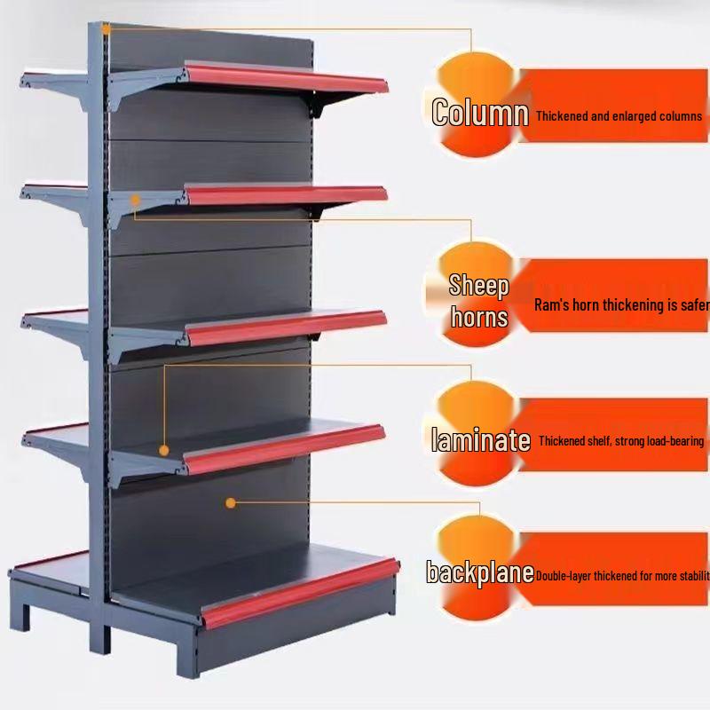 Thickened Supermarket Shelving: Single & Double-Sided Display Rack for Stores, Pharmacies, Baby Shops, and More