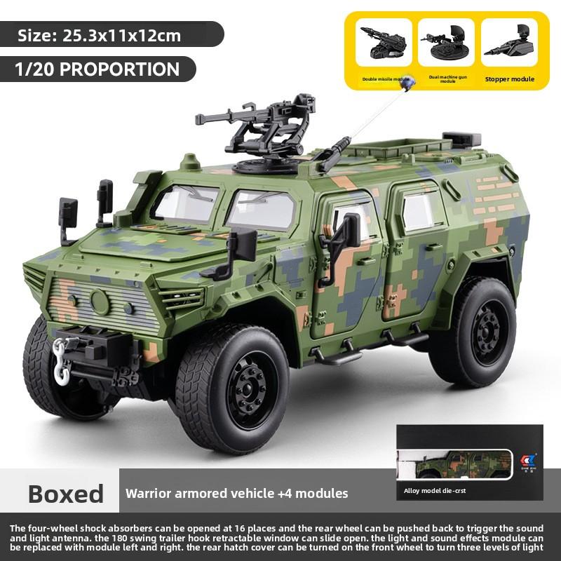 1:20 Dongfeng MS Off-road Armored Vehicle Model Sound Light Pull Back Simulation Alloy Military Model Car Diecast Toy Boy Gift