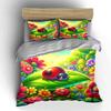 Ladybug On Leaf with Flowers Bedding Duvet Cover Set  (1*Duvet Cover 2*Pillowcases, Without Duvet Insert)