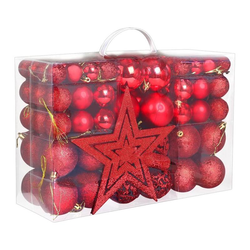 101Pcs Christmas Balls Christmas Tree Ornaments Top Star Xmas Hanging Tree Pendants Home Party Xmas Tree Decor New Year Gifts