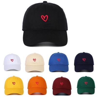 Unisex Korean Style Heart Embroidered Soft Baseball Cap - Sunshade Outdoor Protection
