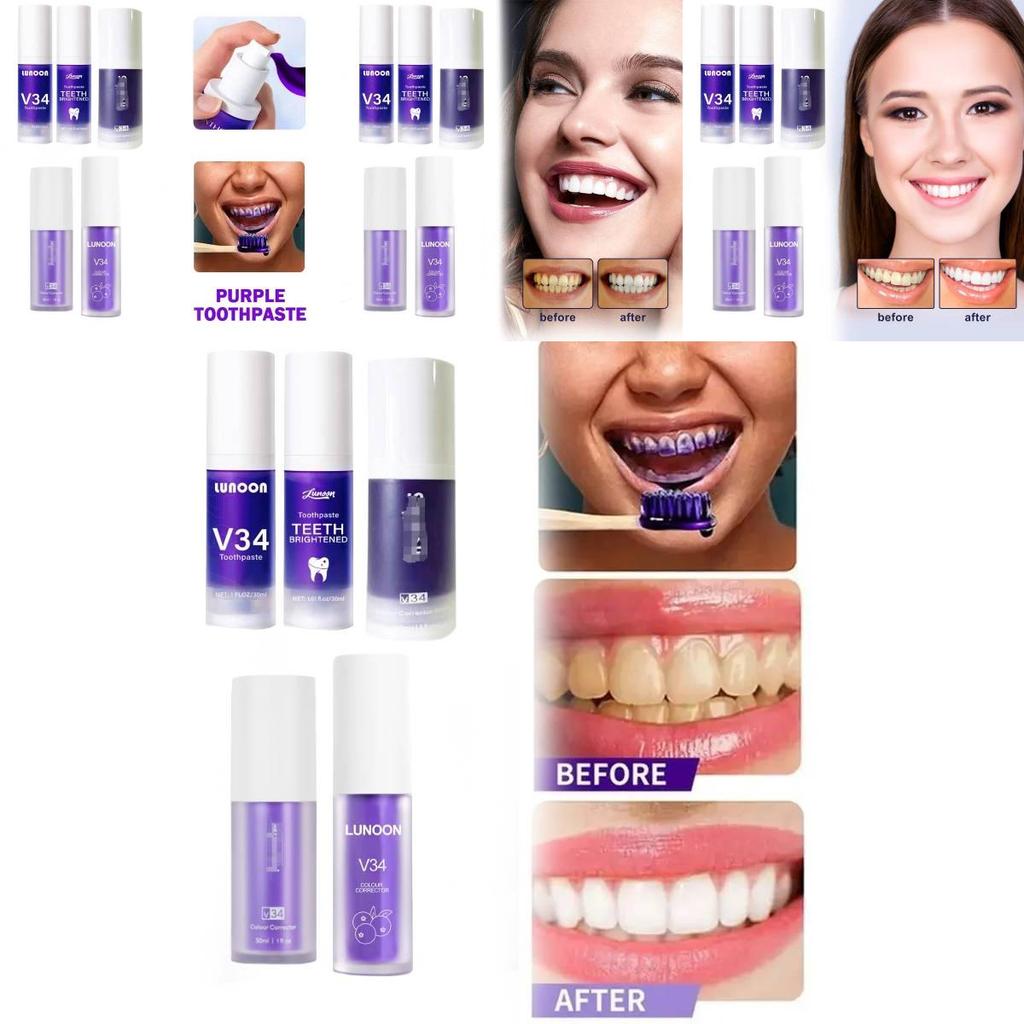 Hismiles Purple Toothpaste V34 Colour Corrector Serum For Fresh Breath And Stain Removal