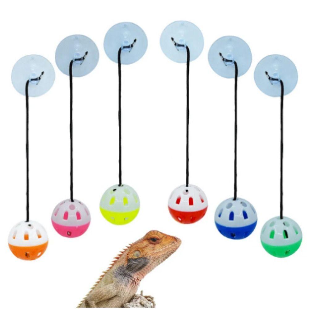 

Мяч-колокольчик случайного цвета с присоской для крепления на стену, игрушка-мяч для рептилий, игрушка-мяч для ящерицы, котенок with suction cups