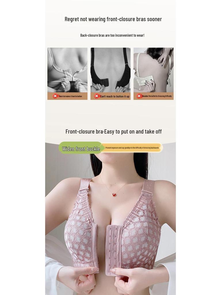 Adjustable Front Closure Support Bra for Women: Beautiful Back, Anti-Sagging, No Underwire, Plus Size - Minimizes Large Chests