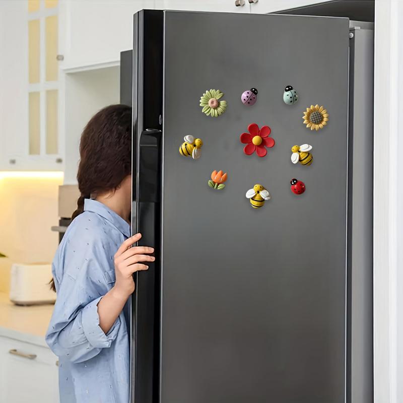 10 PCS/Set Kitchen Magnet Set for Home Decor Refrigerators Floral Bee Fridge Magnets Set Nature-Inspired Fridge Magnet Collection