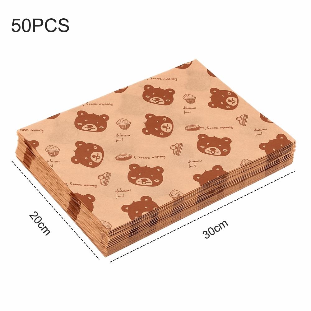 50PCS Food Grade Fried Food Wrapping Paper Oil Resistant Sandwich Packaging Paper Oil-Proof Paper
