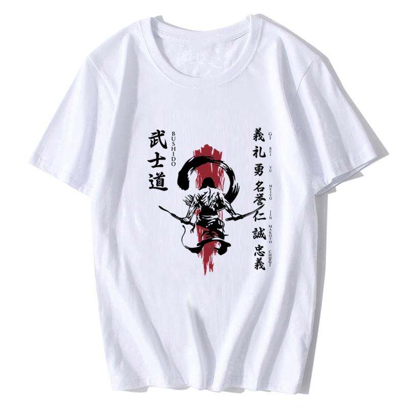 Fan Samurai Warrior Japanese The Seven Virtues Of Bushido New Short Sleeve Men Fashion Men Round Neck Cotton T Shirt
