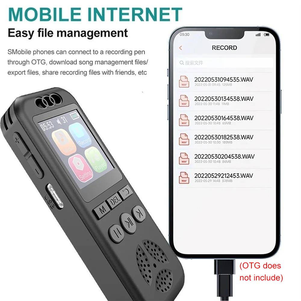 16GB Digital Voice Recorder Voice Activated Audio Recording Noise Reduction with Playback MP3 Music Player 70hrs Recording Files