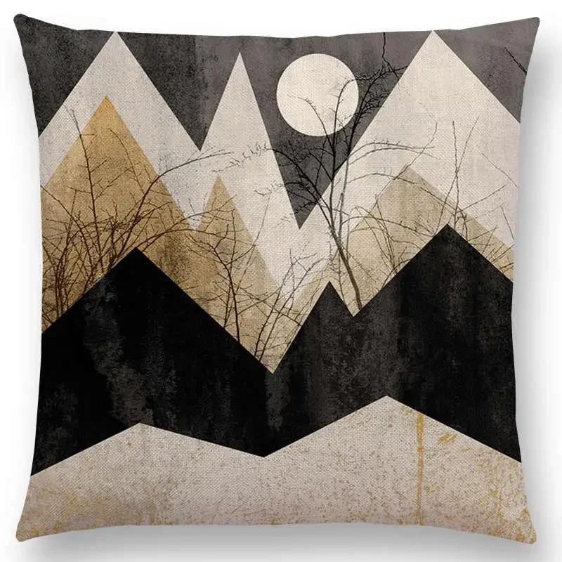 Neuer Sonnenaufgang Und Mond Verträumte Gipfel Farbenfrohe Berge Welt Abstraktes Geometrisches Muster Kissenbezug Auto Sofa Dekokissenbezug