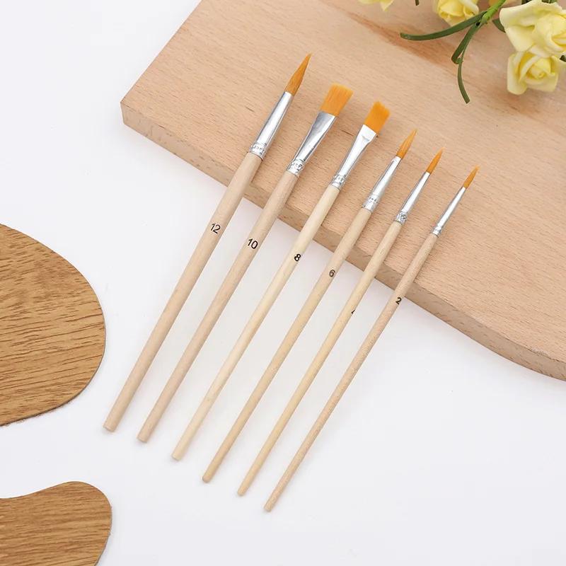 12-Piece Artist Paint Brush Set Flat Bristle Paintbrushes Color Palette Fun Kids Adults Students School Teachers Starter Kit.