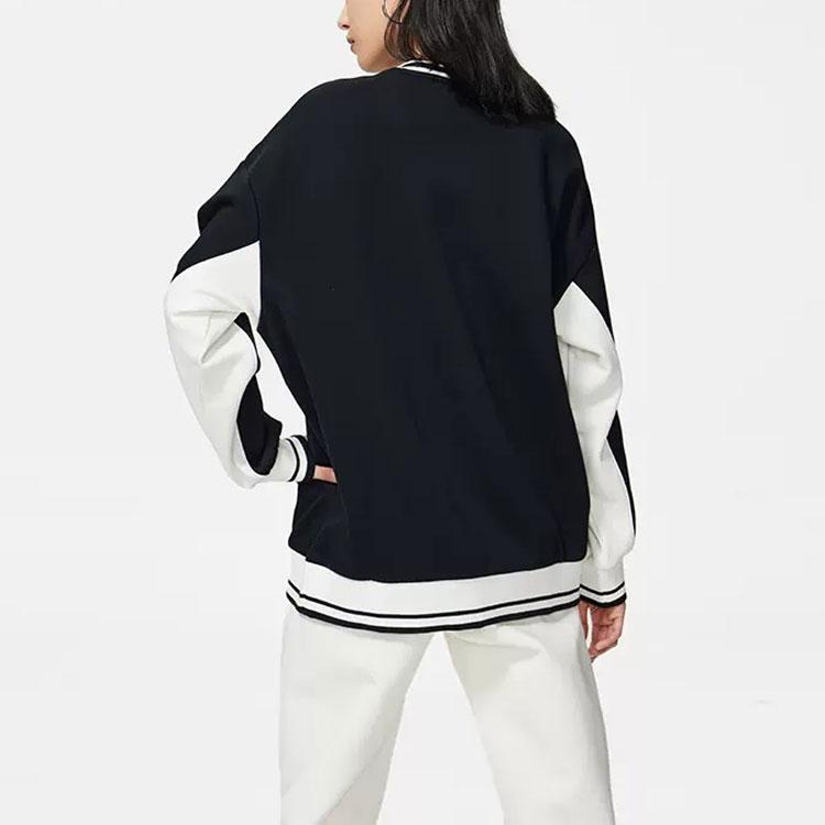 Li Ning Sports Lifestyle Series Logo Color Block Fleece Long Sleeve Sweatshirt Women Sweatshirt Black AWDSH70-2