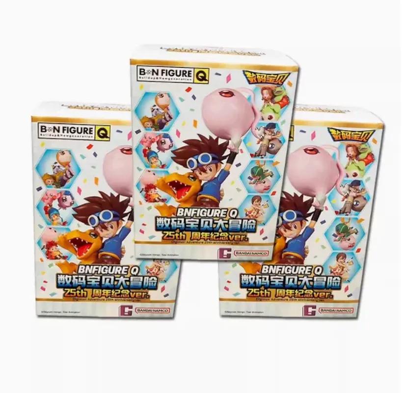 BN Figure Q Digimon Adventure 25th Anniversary Ver Series Blind Box Commemorative Childhood Desktop Decor Toys Mystery Box Gifts