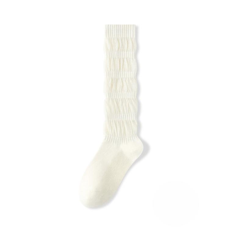 Female Spring and Autumn Fashion New Solid Color Boneless Calf Pile Socks