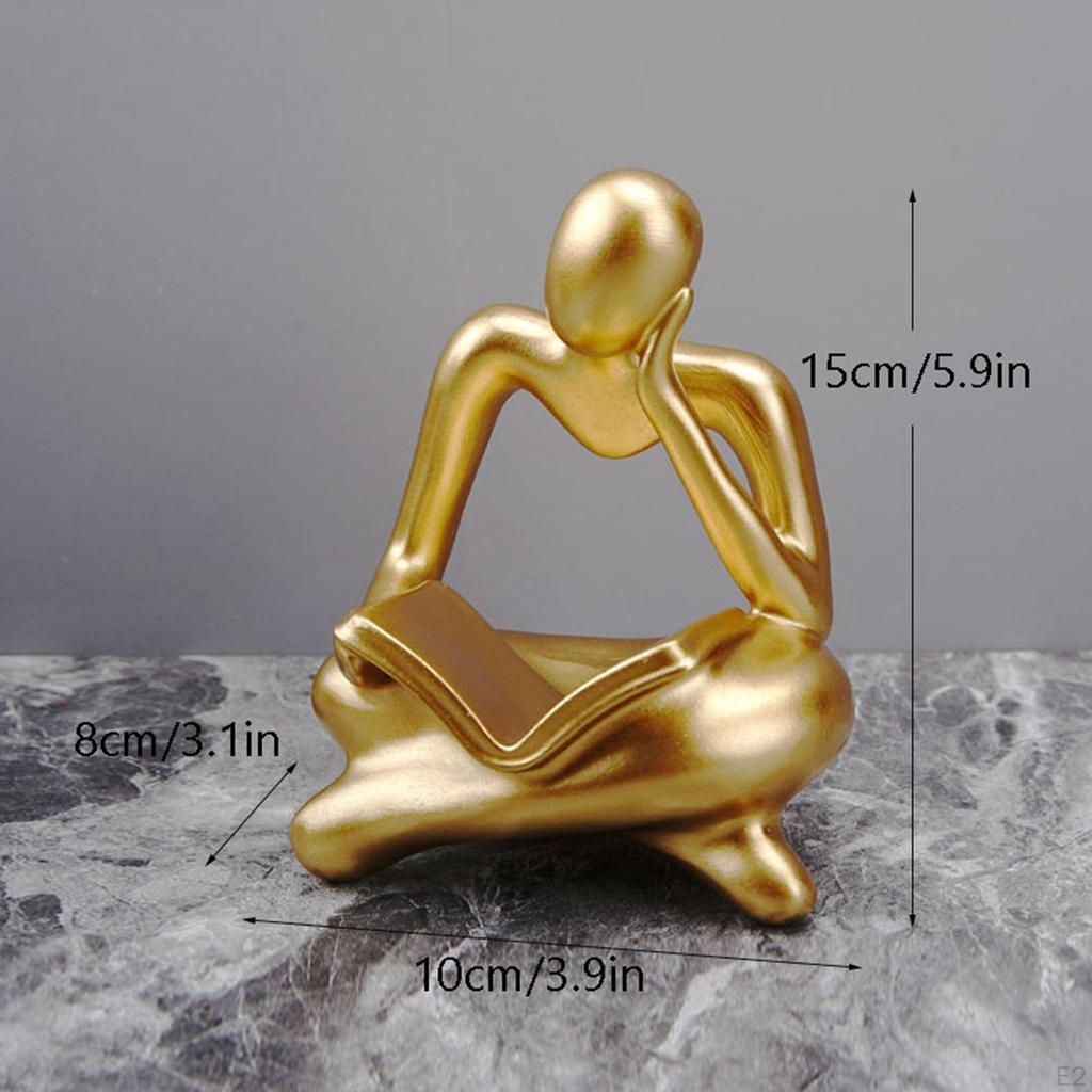 Abstract Blessing Thinker Statue Paper Fan Decoration for Tabletop Living Room Shelf Office