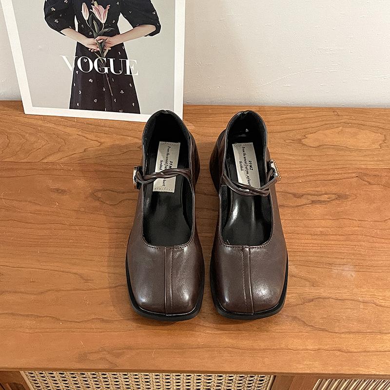 

Дизайнерские винтажные женские туфли Мэри Джейн, модные туфли с неглубоким квадратным носком, лаконичные туфли на квадратном каблуке 38 вино красного