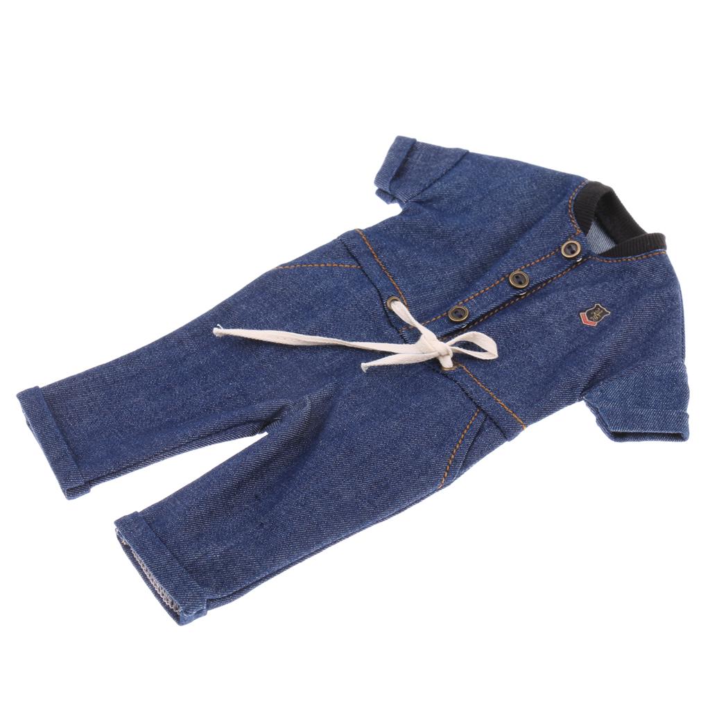 1//6 BJD Accessory Light Blue Denim Romper Jumpsuit Clothes for Dollfie YOSD