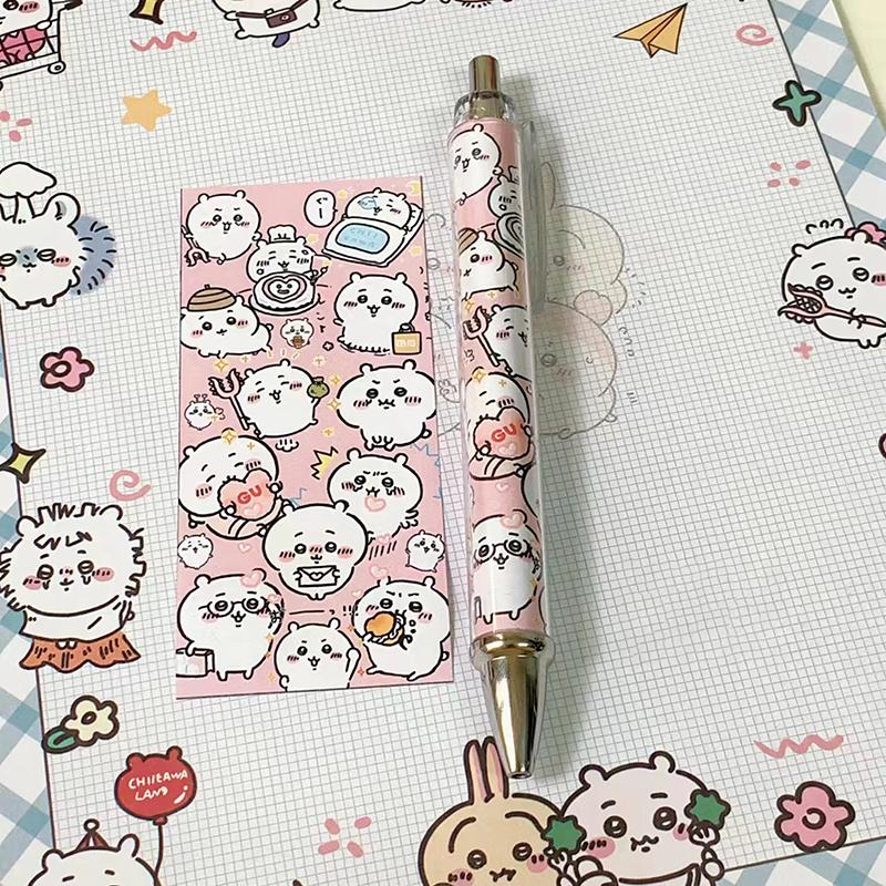 Cartoon Anime Chiikawa Press Pen Hachiware Usagi Cute Gel Pen Student 0.5Mm Roll Paper Pens Children Stationery School Supplies