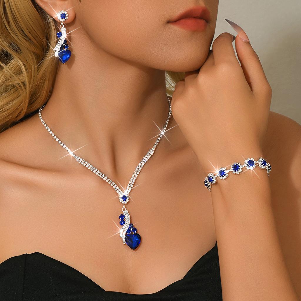 European and American New Fashion Hot-selling Diamond Luxury Necklace Bracelet Earrings Jewelry Set Bridal Wedding Dinner Accessories 2026