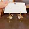 PANJBJ 925 Silver Bow Knot Earring for Women Texture Tassels Sweet Romantic Korean Jewelry Gift
