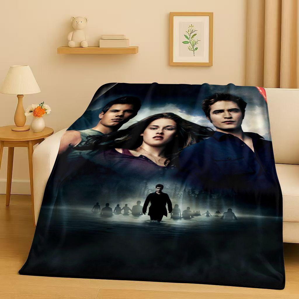 3D Twilight Saga Bella Edward Vampire Movie Flannel Blanket,Ultra Soft Warm Plush Throw for Home Bedroom Bed Sofa Cover Camping