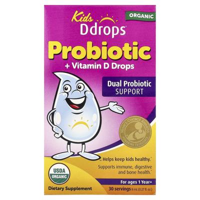 Ddrops, Children's Drops®, Organic Probiotic + Vitamin D Drops, for Ages 1+, 8 Ml (0.27 Fl Oz)