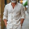 Günlük Stil Erkek Üstü Erkek Stand Yakalı V Yaka Çift Düğmeli Hırka Sonbahar İlkbahar için Günlük Orta Uzunlukta Gömlek