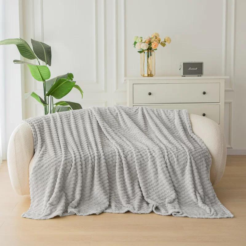 Blanket 150x200 Decorative Embossed Light Gray