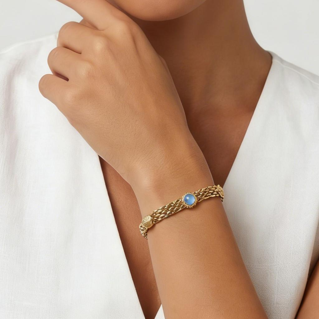 Oceaanstijl Roestvrij Staal Mesh Ketting Horlogeband Armbanden voor Dames, Uniek Zeester Schildpad Zon Natuursteen Bedel Armband