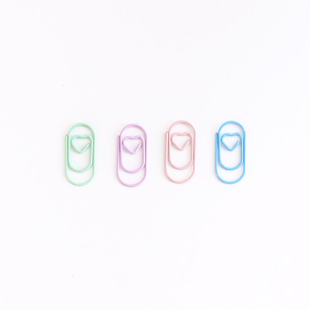 Heart-Shaped Macaron Colored Paper Clips - Creative Stationery Clips for Office Documents and Organization