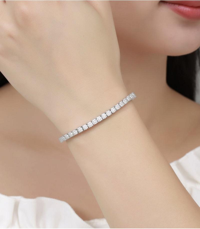 Women's Fashion 4mm Zirconia Tennis Bracelet Crystal Charm Designer Thin Chain Wedding Jewelry