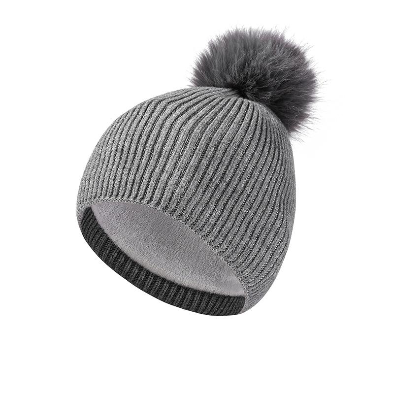 

Вязаная шапка Осень Зима Теплая шерстяная шапка Двойной бархат Защита ушей Теплая шапка серый