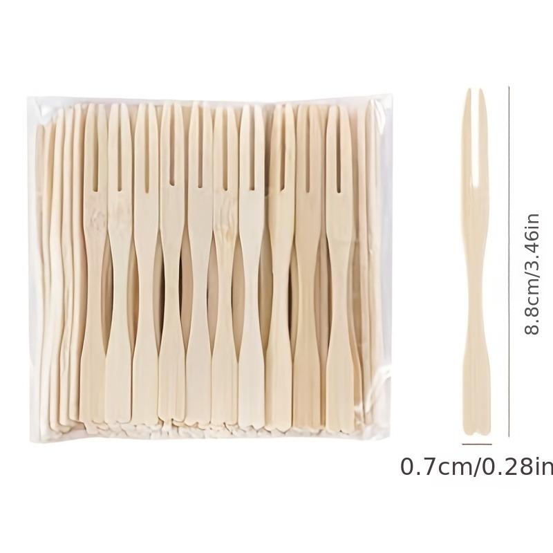 100PCS/Bag Disposable Wooden Fruit Forks Dessert Cakes Fruit Appetizers Household Wedding Party Restaurant Tableware