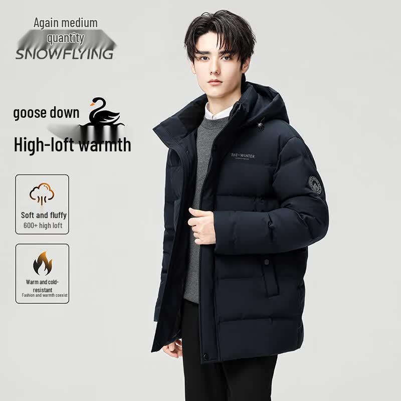Snowflying Men s Short Detachable Hood Goose Down Jacket 3XL
