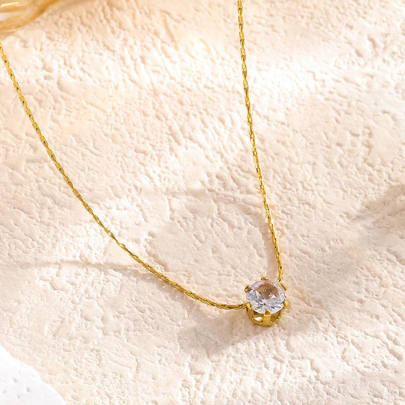 Exquisite French-Style Titanium Steel Zircon Earrings: Shiny Round Ornaments for Girls