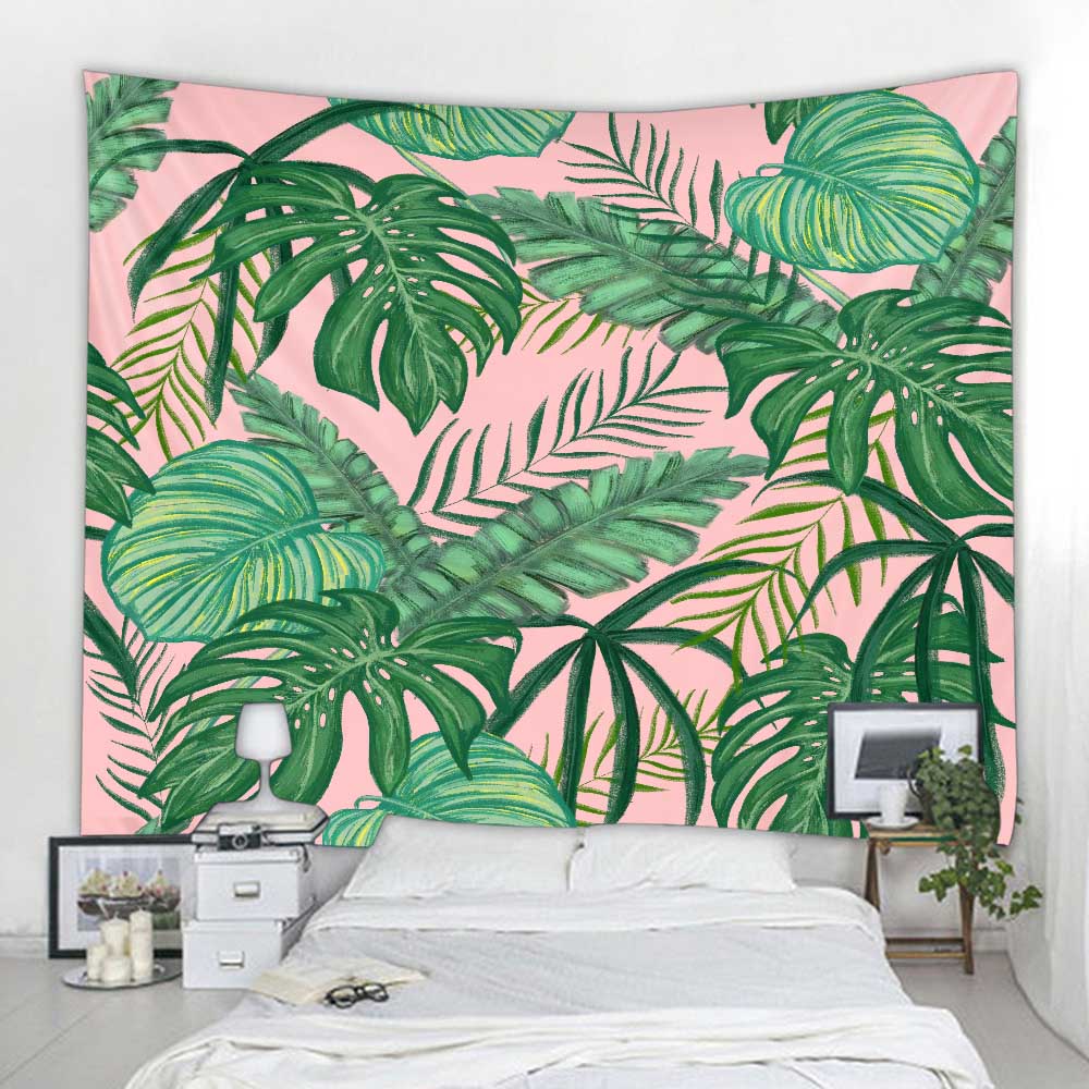 Plant Leaf Printed Tapestry Wall Hanging Bohemian Thin Polyester Home Sofa Bed Sheet Picnic Tablecloth Bedroom Decoration