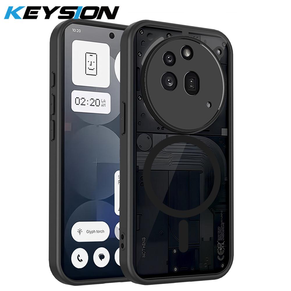 KEYSION Magnetic Phone Case for Nothing Phone 3A Silicone+PC Matte Translucent Shockproof Back Cover for Nothing Phone 3A Pro