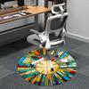 1pc Stained Glass Sunburst Office Round Area Rug, Indoor Mat Suitable ForOffice, Under Office Chairs Bedroom Living Room Home Decor, Room Deco  D058