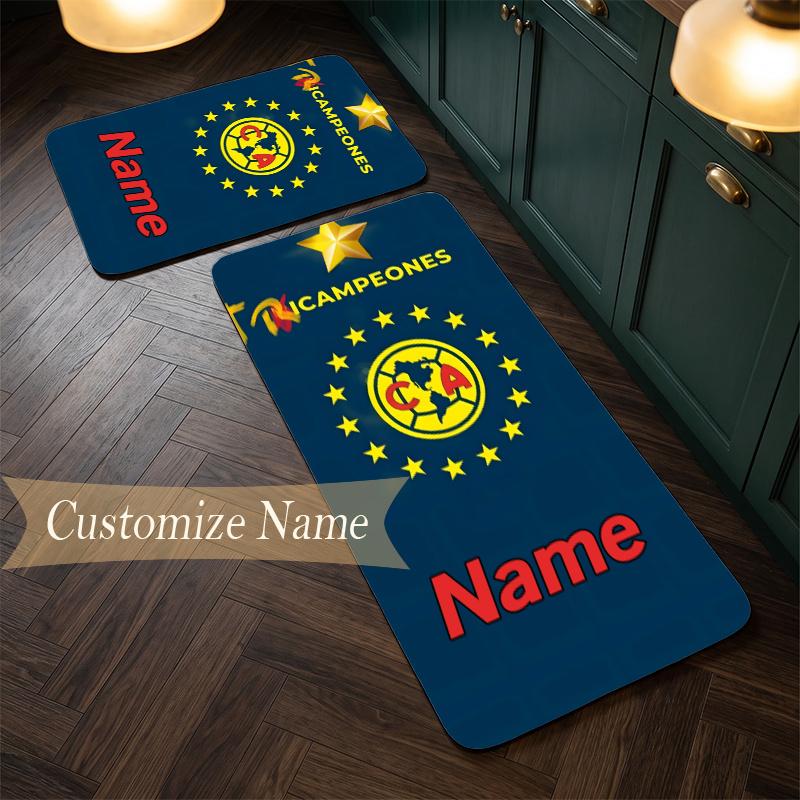 Club America (5) Customize Name Flannel Kitchen Mat Soft Non-Slip Kitchen Floor Runner Rug for Home Kitchen Decor