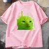 T-shirt Chat Alien Vert Femme Unisexe Chat Meme Tee Glorp Gnarp Cerveau de Chat T-shirt Mignon Rigolo Hauts Courts Manches Courtes en Coton Amples
