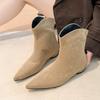 Fashion Pointed Toe Women Ankle Boots Suede Fashion Heeled Shoes Sexy Luxury Winter Short Plush 2025 Designer Dress Boots Para Mujer