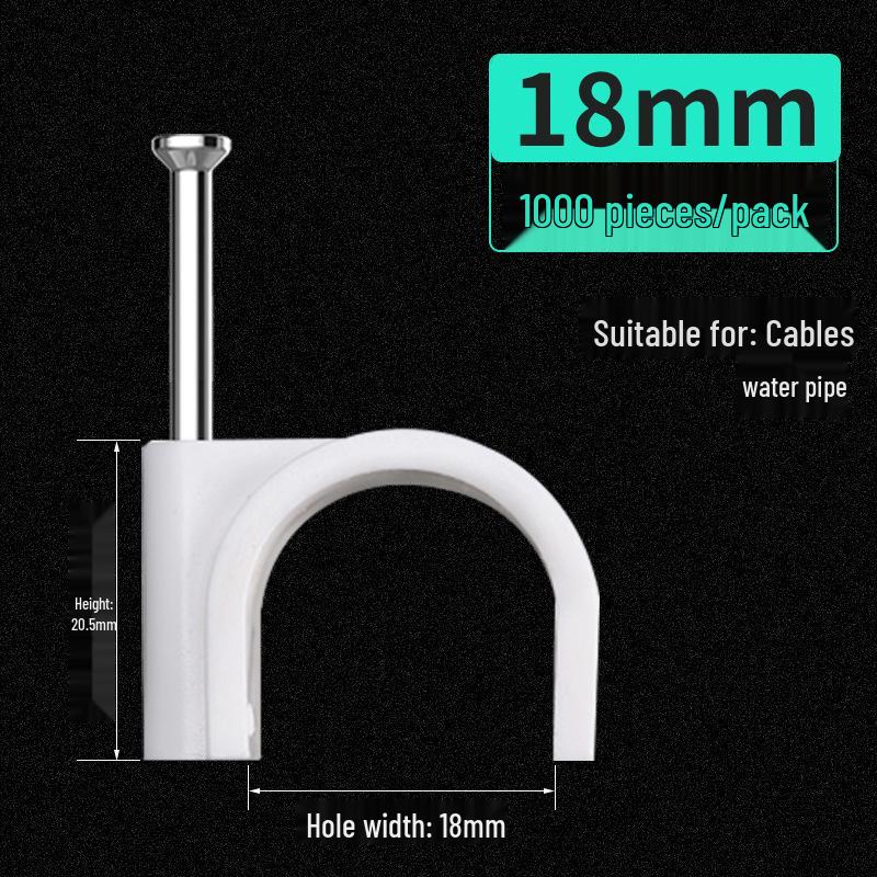 Steel Nail Round Plastic Cable Clip for Wire Management and Network Organization
