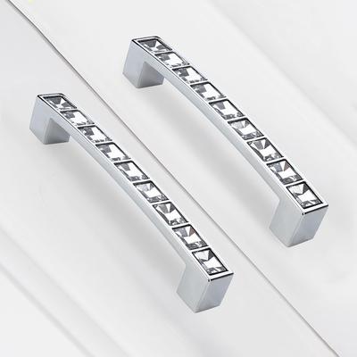 Luxury Zinc Alloy Acrylic Furniture Drawer Cupboard Diamond 64/96/128mm Knob Modern Pull Wardrobe Hole Door Handle Accessory Cabinet Hardware Crystal