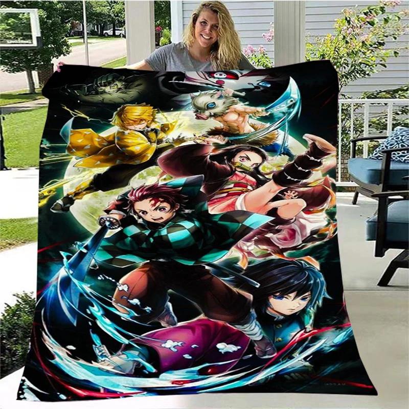 Moda Ghost Blade Stampa 3D Personaggio dei Fumetti Kamado Nezuko Sfondo Ragazza Regalo Coperta Letto Divano Coperta da Viaggio Campeggio